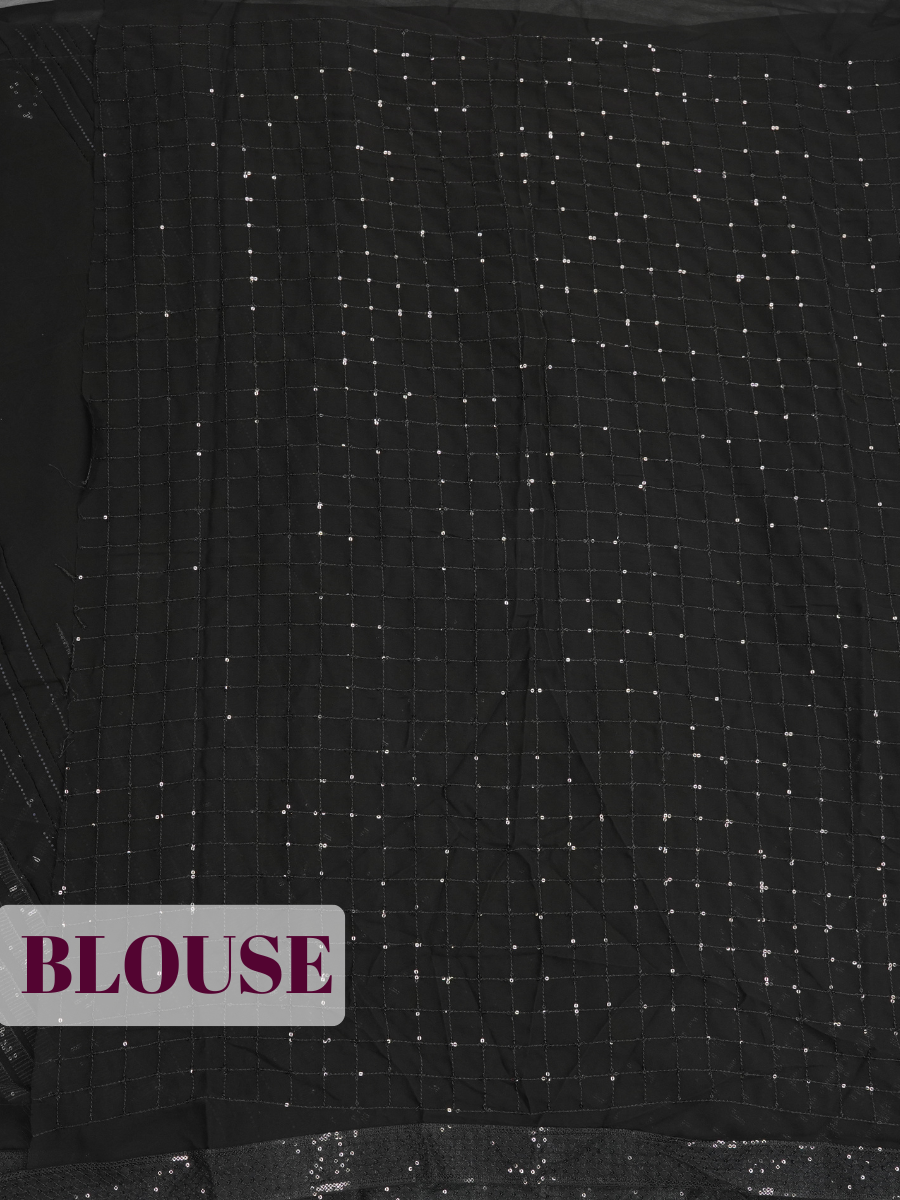 Black Fancy Georgette Saree with An embellished sequin and ruffle border