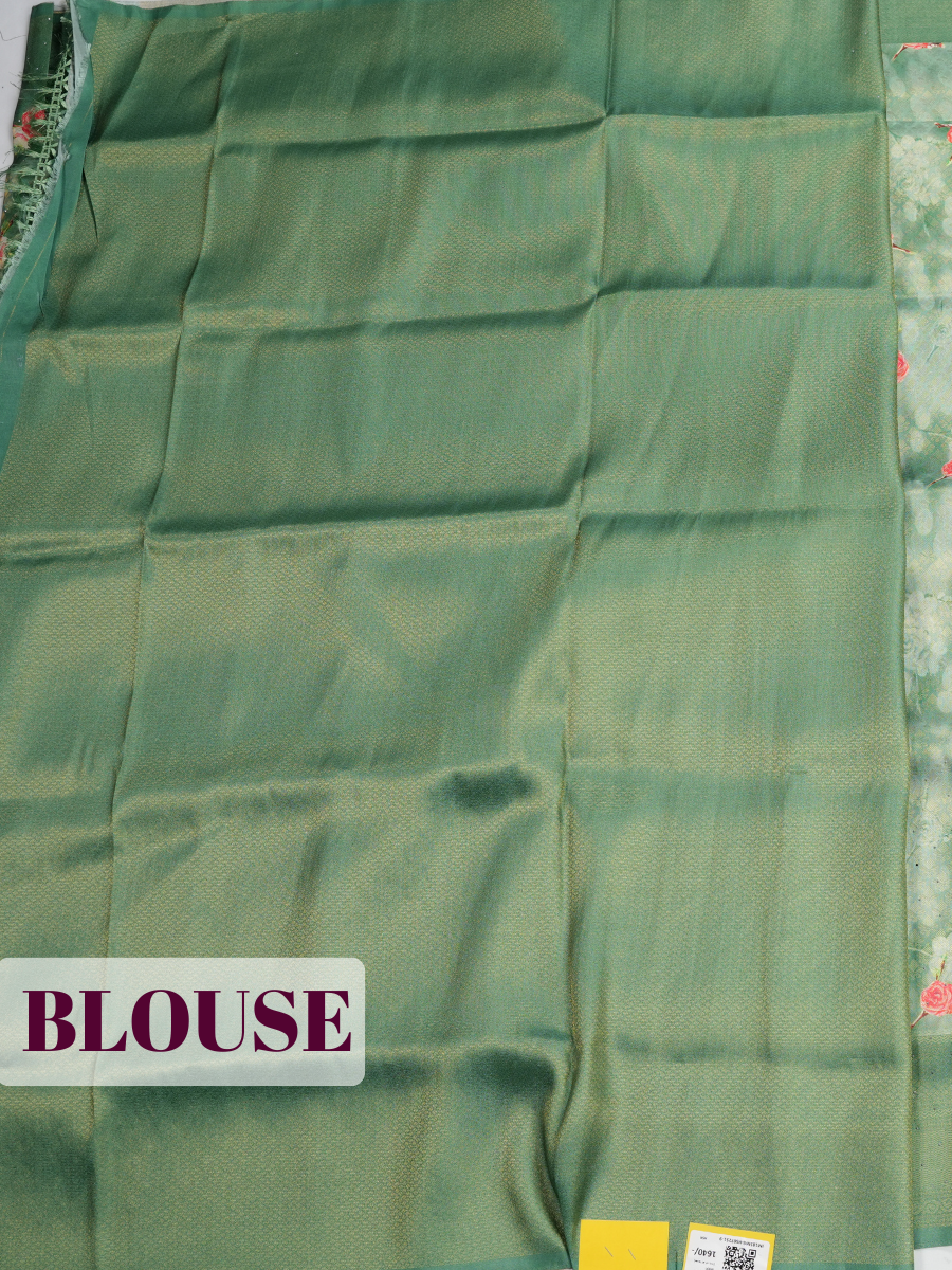 Green Bangalore Sof Silk Saree with Matte Metallic Border