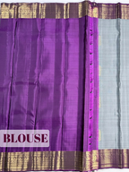 Grey Arni Silk Saree with Purple Contrast Zari Border