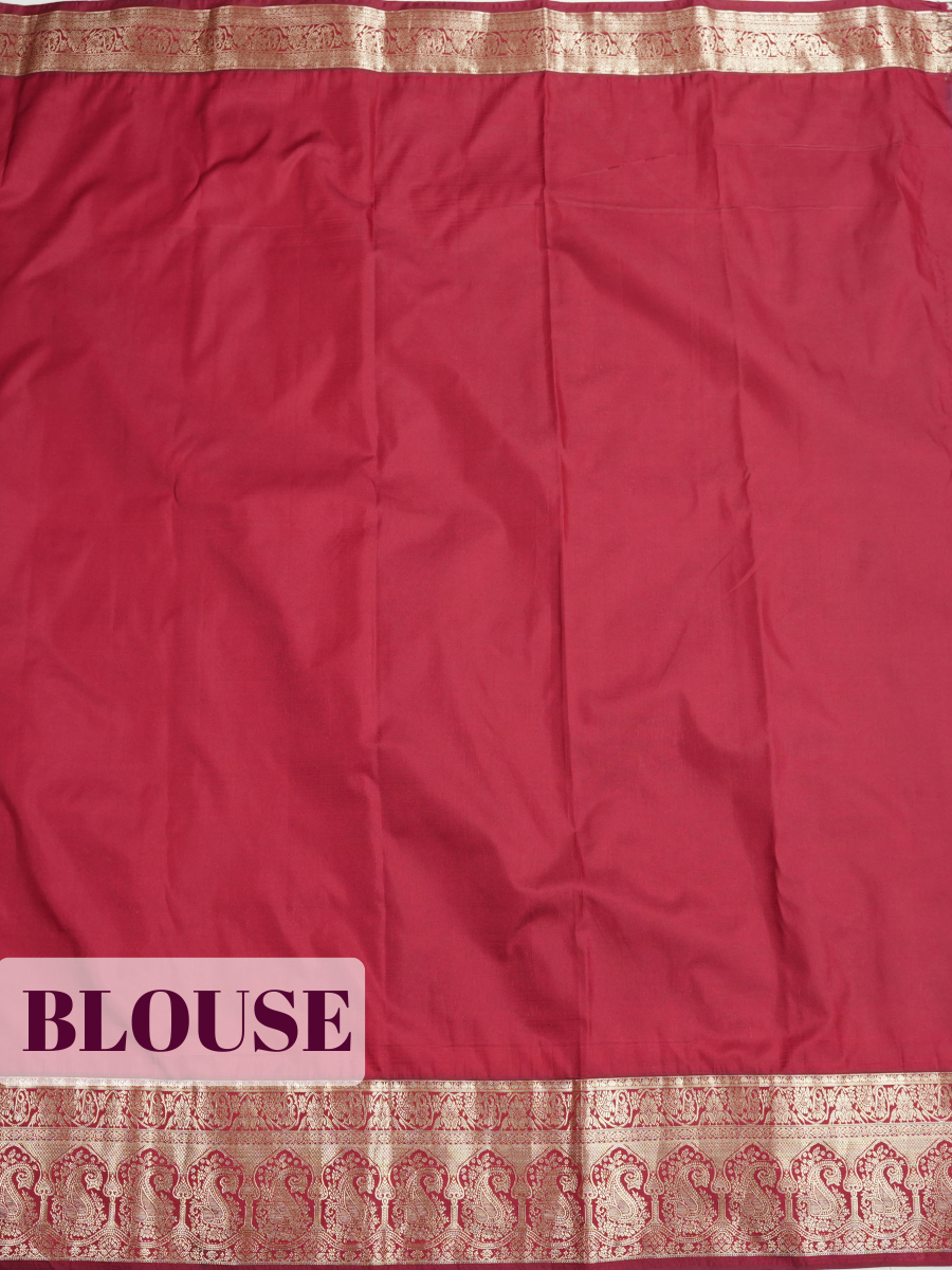 Blue Brocade Kanjivaram Semi Silk Saree with A zari floral paisley border