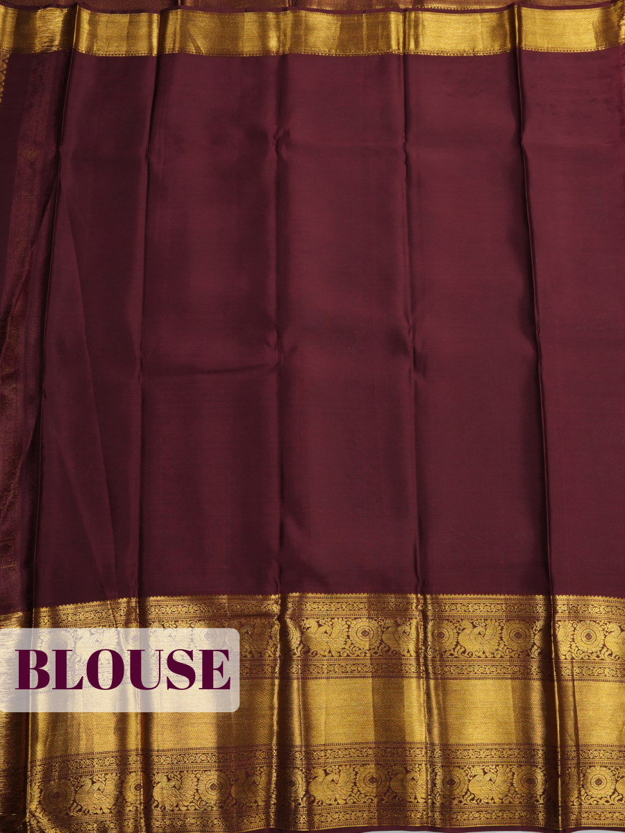 Silver Blue Kanchipuram Saree with Peacock and Floral Medallion Zari Border