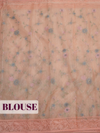 Pink Organza Saree with Embroidered Floral Lace Mesh Border