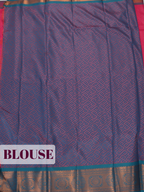 Pink Bangalore Silk Saree with Geometric Weave and Teal-Gold Zari Border