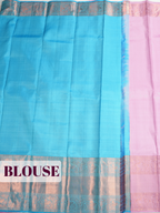 Pink Pure Kanjivaram Silk Saree with A copper-zari peacock and arch brocade border