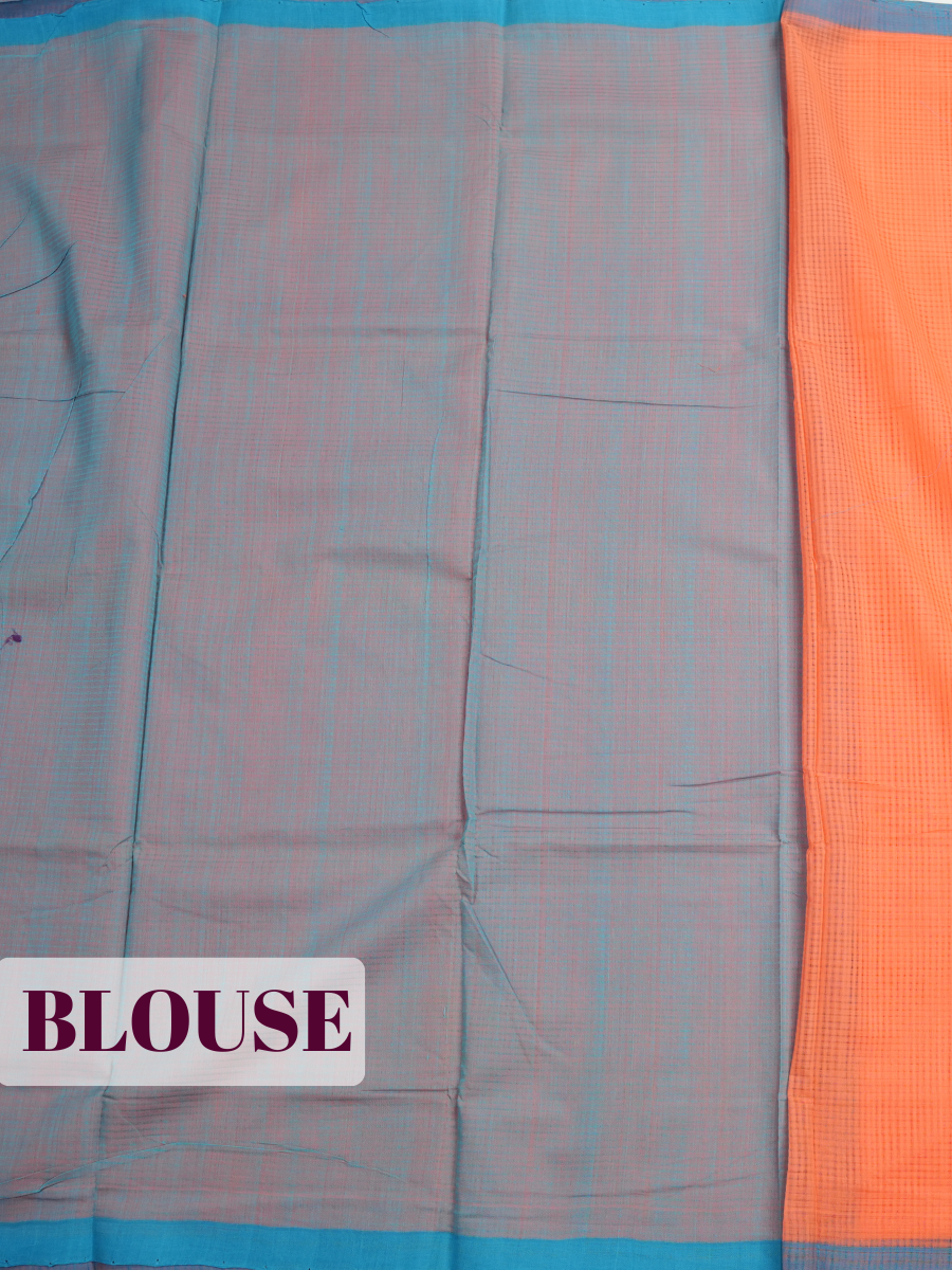 Orange Pure Cotton Saree with A minimalist tonal-tint border