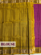 Purple Pure Kanchipuram Saree with Broad Floral Leaf Vine Zari Border