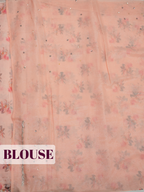 Baby Pink Organza Saree with Floral Print and Cutwork Border