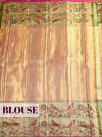 Orange Pure Kanjivaram Silk Saree with A Meenakari border with floral and bird motifs