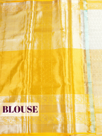 Champagne Gold Pure Kanjivaram Tissue Silk Saree with An elephant-and-floral brocade border