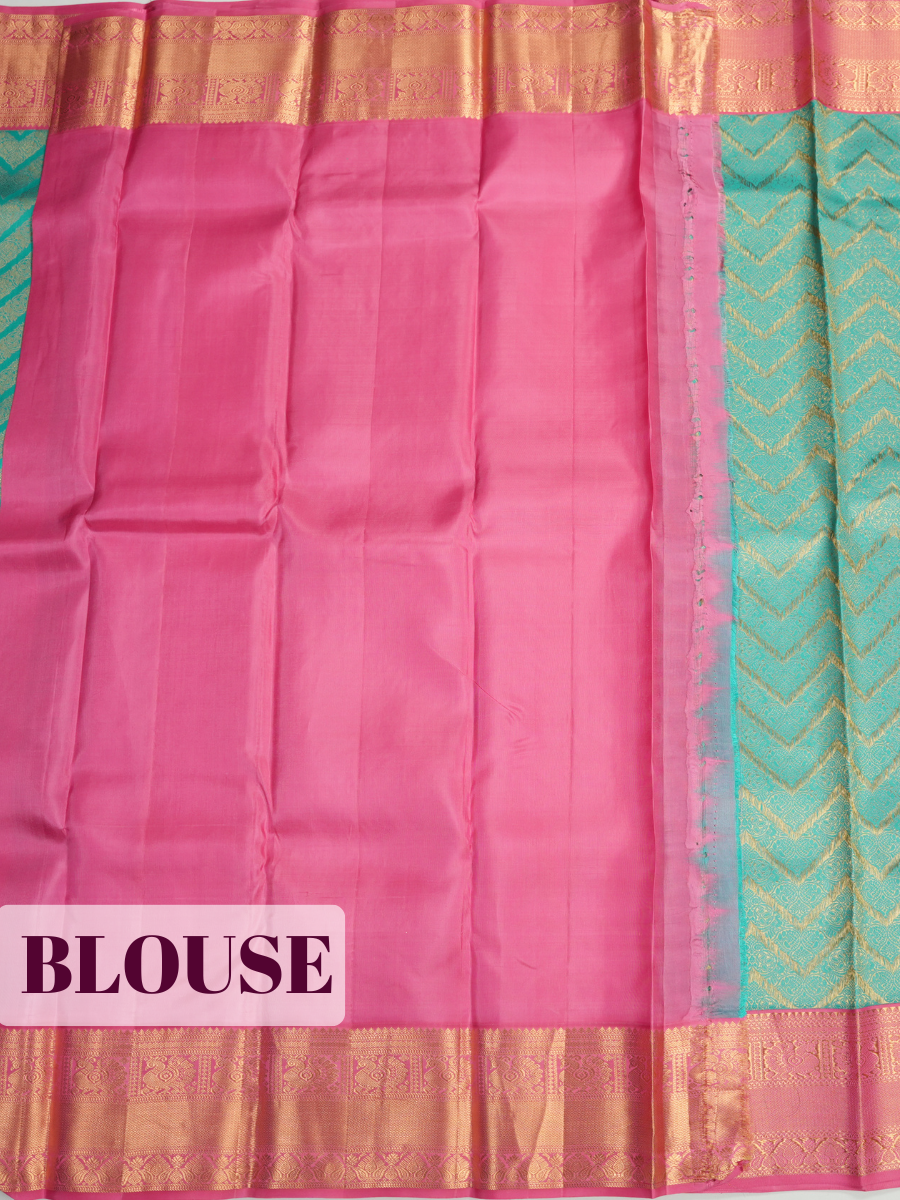 Blue Kanchivaram Saree with Classic Bird Zari Border