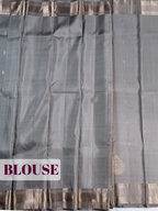 Grey Arni Silk Saree with Rich Ornamental Zari Border