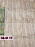Green Semi Tussar Saree with Muted Taupe Floral Zari
