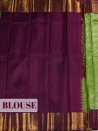 Parrot Green Kanchipuram Saree with Temple Zari Border