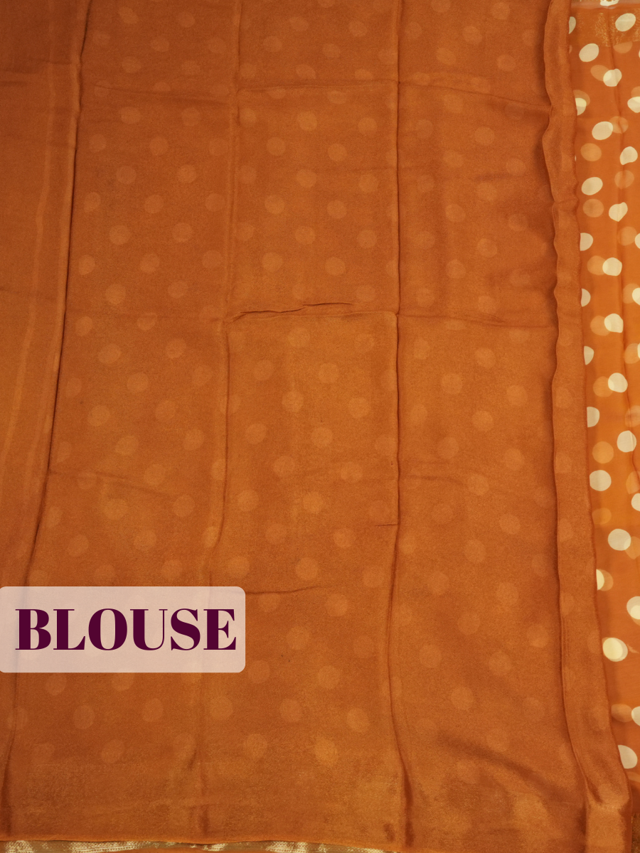 Caramel Semi Chiffon Saree with Traditional Floral Border