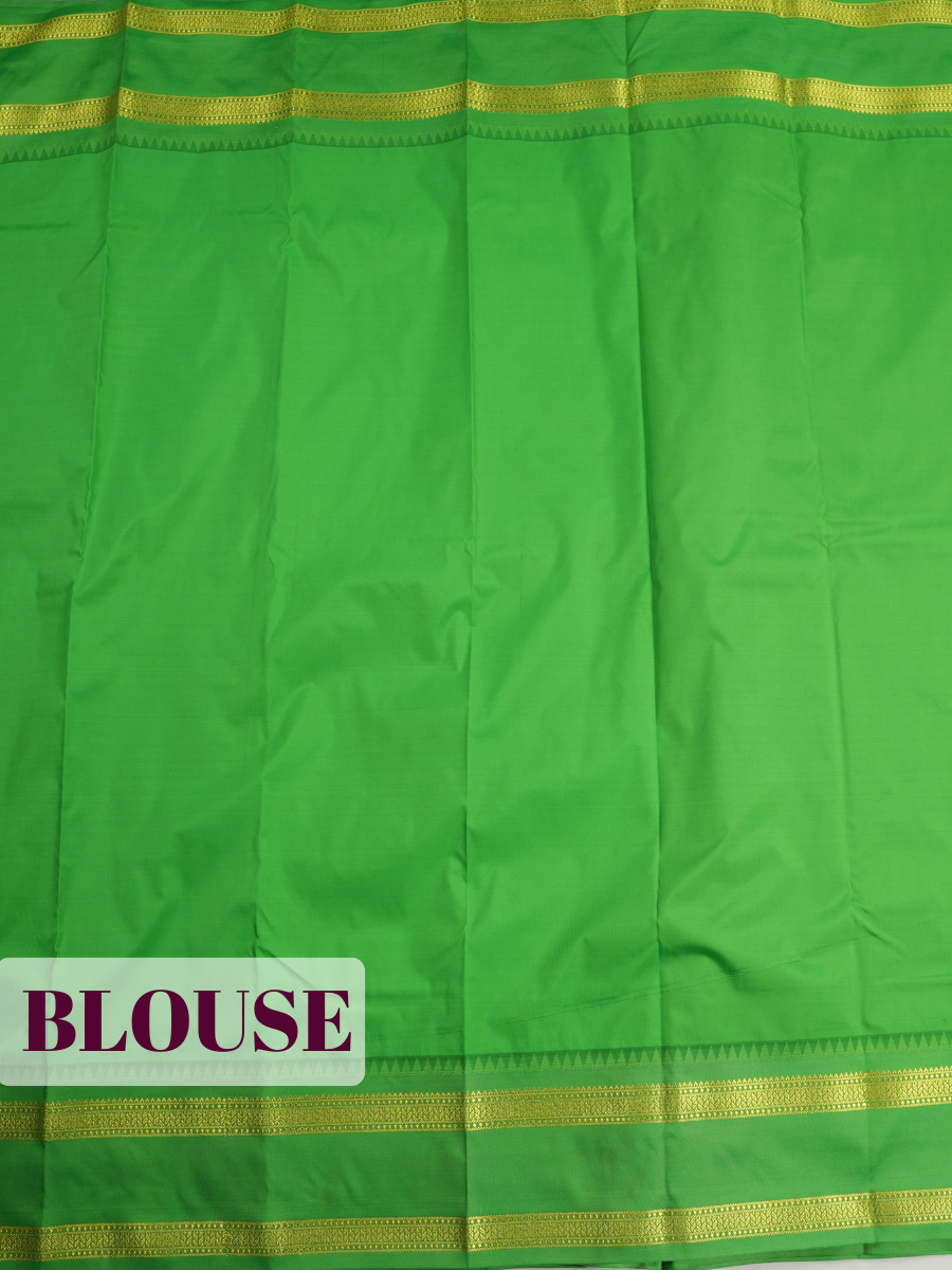 Red Semi Silk Saree with Broad Contrast Woven Border with Temple Style Triangular Motifs