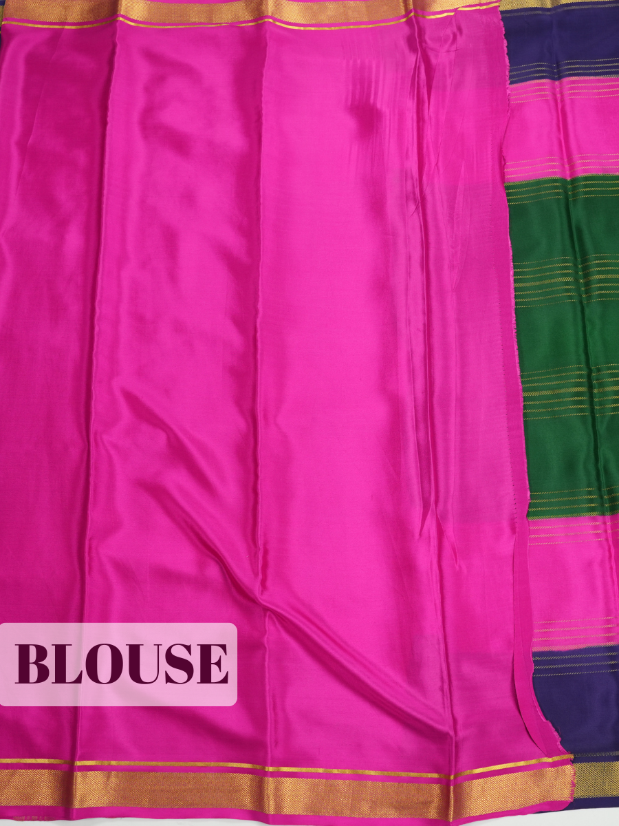 pink Mysore Silk Saree with Diamond Lattice Zari Border