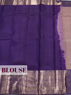 Lavender Grey Pure Kanjivaram Bridal Saree with Floral Zari Border with Zigzag Lines