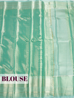 Light Green Semi Kanchipuram Tissue Silk Saree with Floral Paisley Zari Border