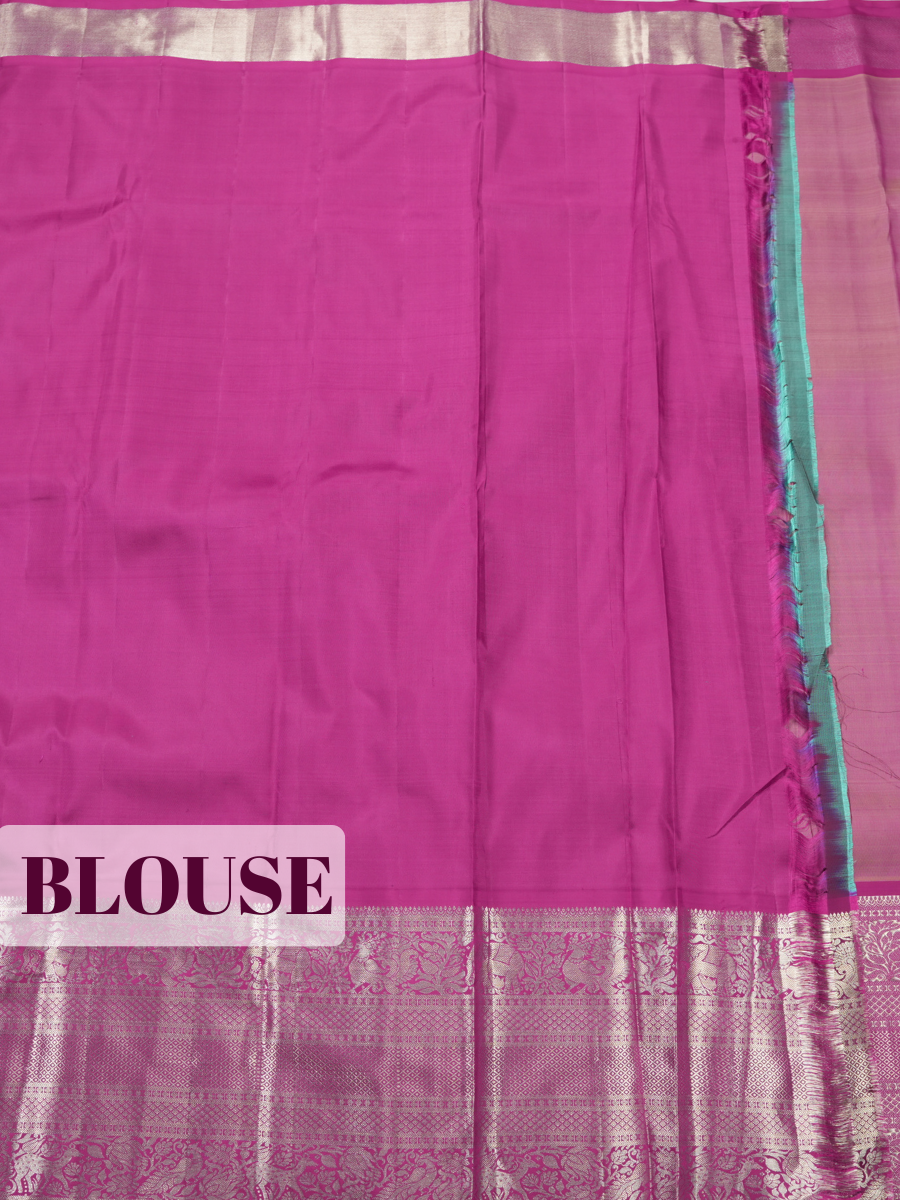 Peach Pink Pure Kanjivaram Bridal Saree with Rich Woven Zari Vanasingaram Temple Border