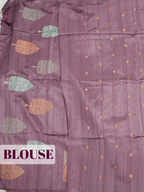 Plum Semi Tussar Saree with Embroidered Tree Motif & Temple