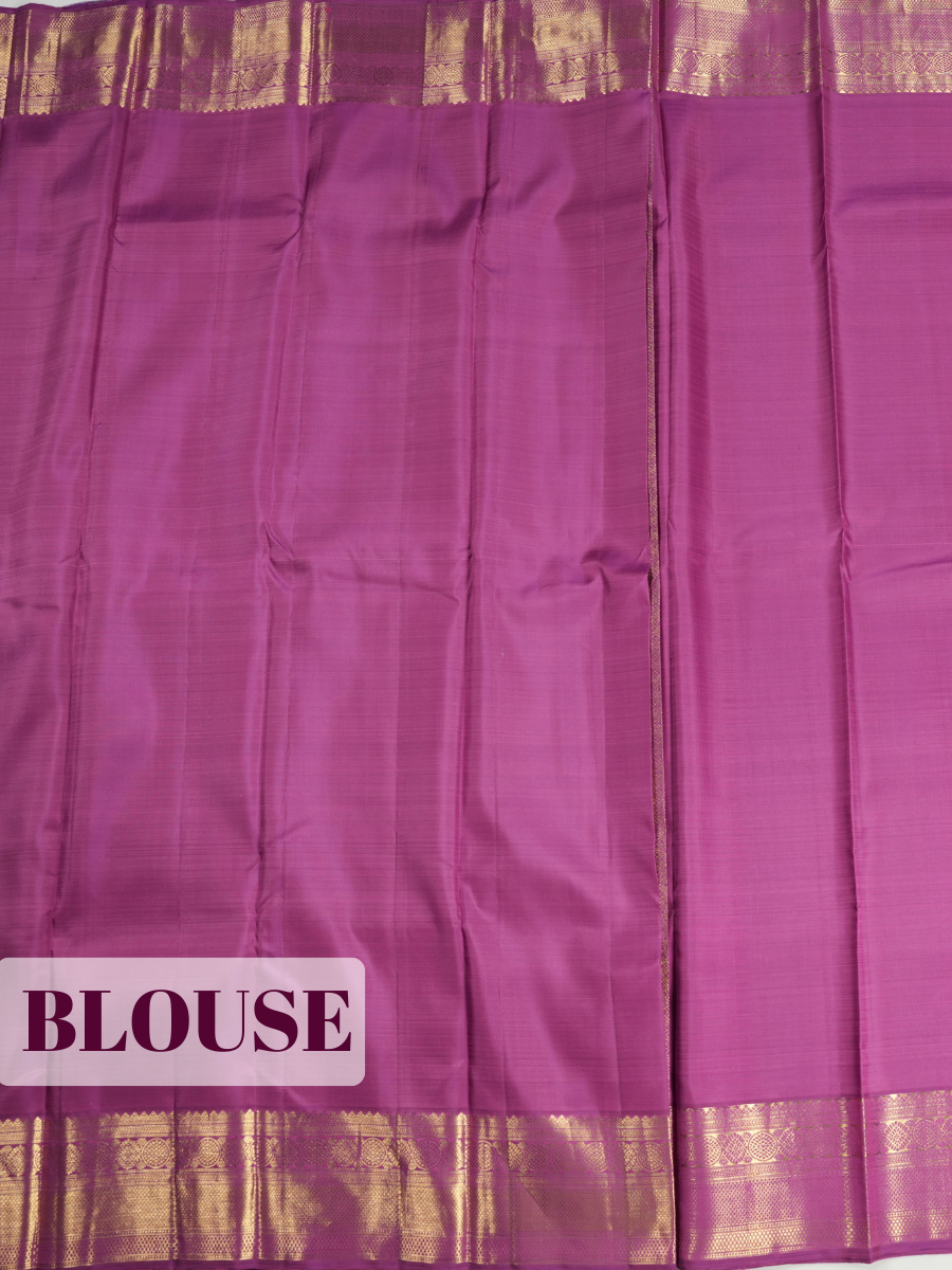 Purple Pure Kanchipuram Saree with Traditional Design Border