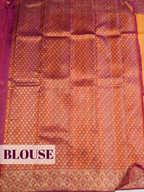 Yellow Kanchipuram Saree with Maroon Contrast Feather Motif Border