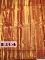 Rusty Brown Pure Kanjivaram Tissue Saree with Tissue Kanchi Border with Geometric Pattern