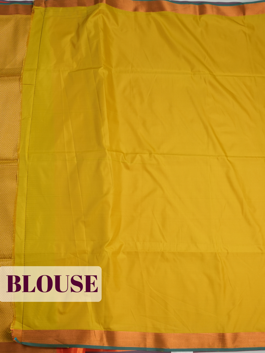Orange Semi Silk Saree with Broad Zari Brocade Border