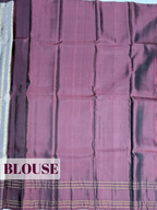 Grey Cotton Saree with Wine Contrast Geometric Zari Border