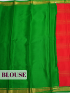 Red Mysore Silk Saree with Diamond Lattice Zari Border