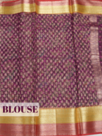Purple Semi Organza Saree with dual band contrast zari with metallic