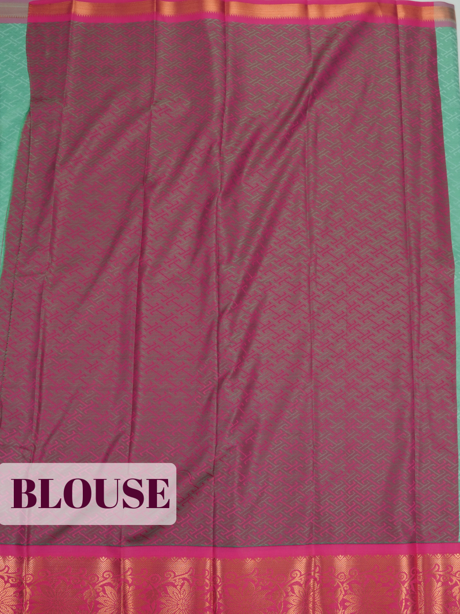 Mint Green Silk Saree with Geometric Woven Pattern and Floral Zari Pallu