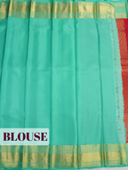 Red Kanchipuram Saree with Floral Vine and Diamond Zari Border