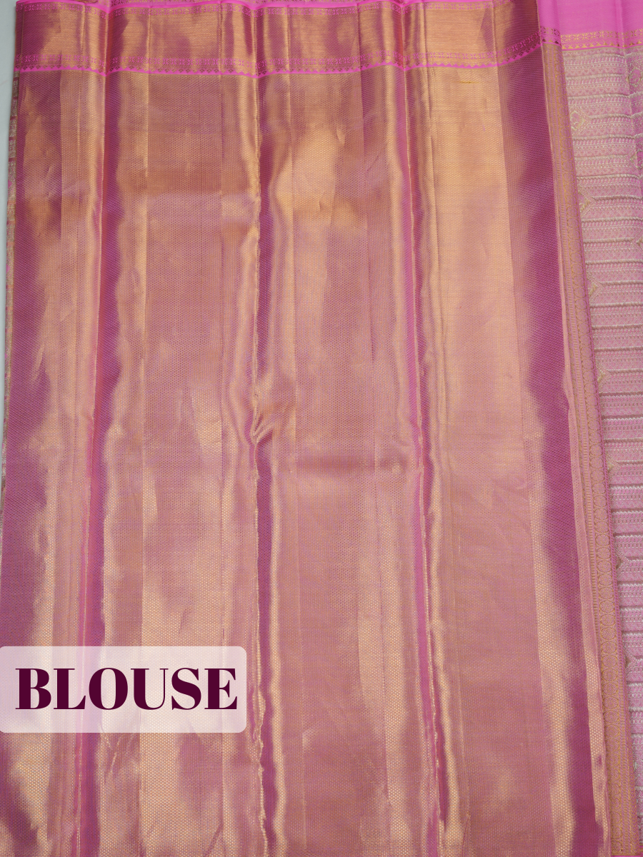 Rose Pink Pure Tissue Silk Saree with Ornate Zari Weave