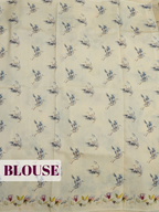 Cream Organza Saree with Bird and Botanical Print