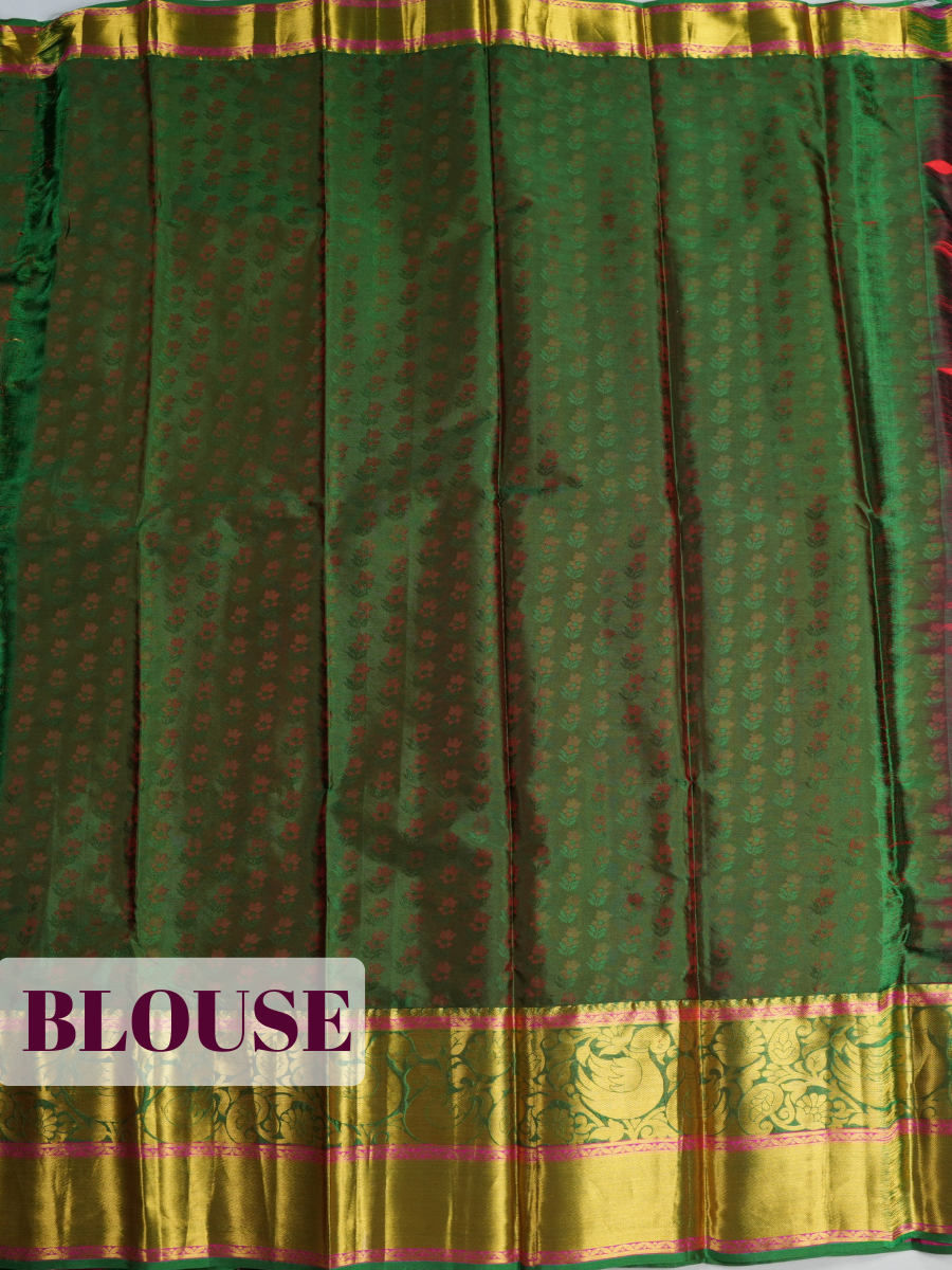 Red Semi Silk Saree with Broad Contrast Wide Ornate Zari Border