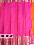 Orange Pure Kanchipuram Saree with Broad Paisley Floral Zari Border