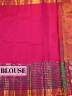 Rani Pink Pure Kanjivaram Bridal Saree with Meenakari Temple Vanasingaram Border