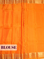 Orange Pure Kanchipuram Saree with Floral Paisley Vine Zari Border