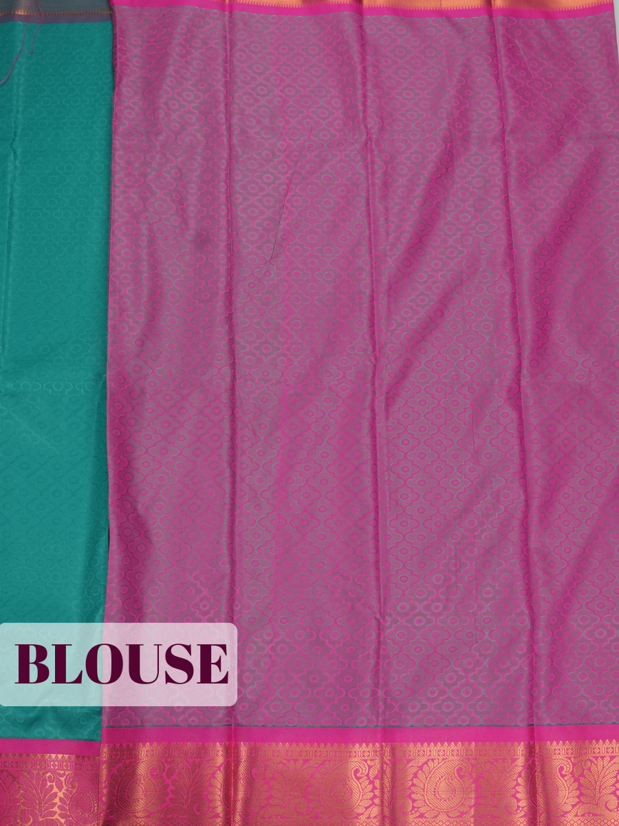 Sea Blue Silk Saree with Gold Zari Paisley Border