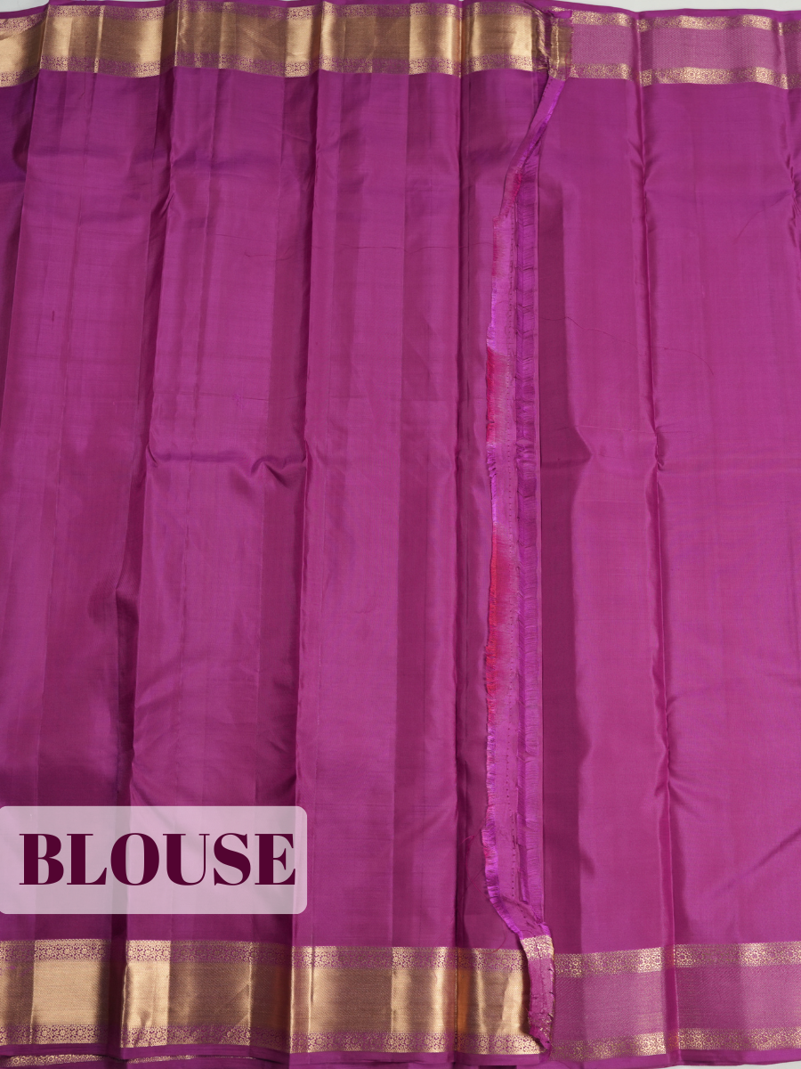 Purple Pure Kanchipuram Saree with Geometric Border Detailing