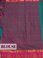 Teal Green Bangalore Silk Saree with Wine Contrast Pallu and Floral Zari Border