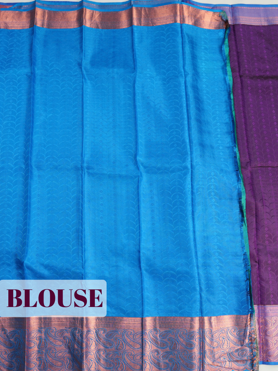 Purple Pure Kanchipuram Saree with Short Plain Gold Zari Border
