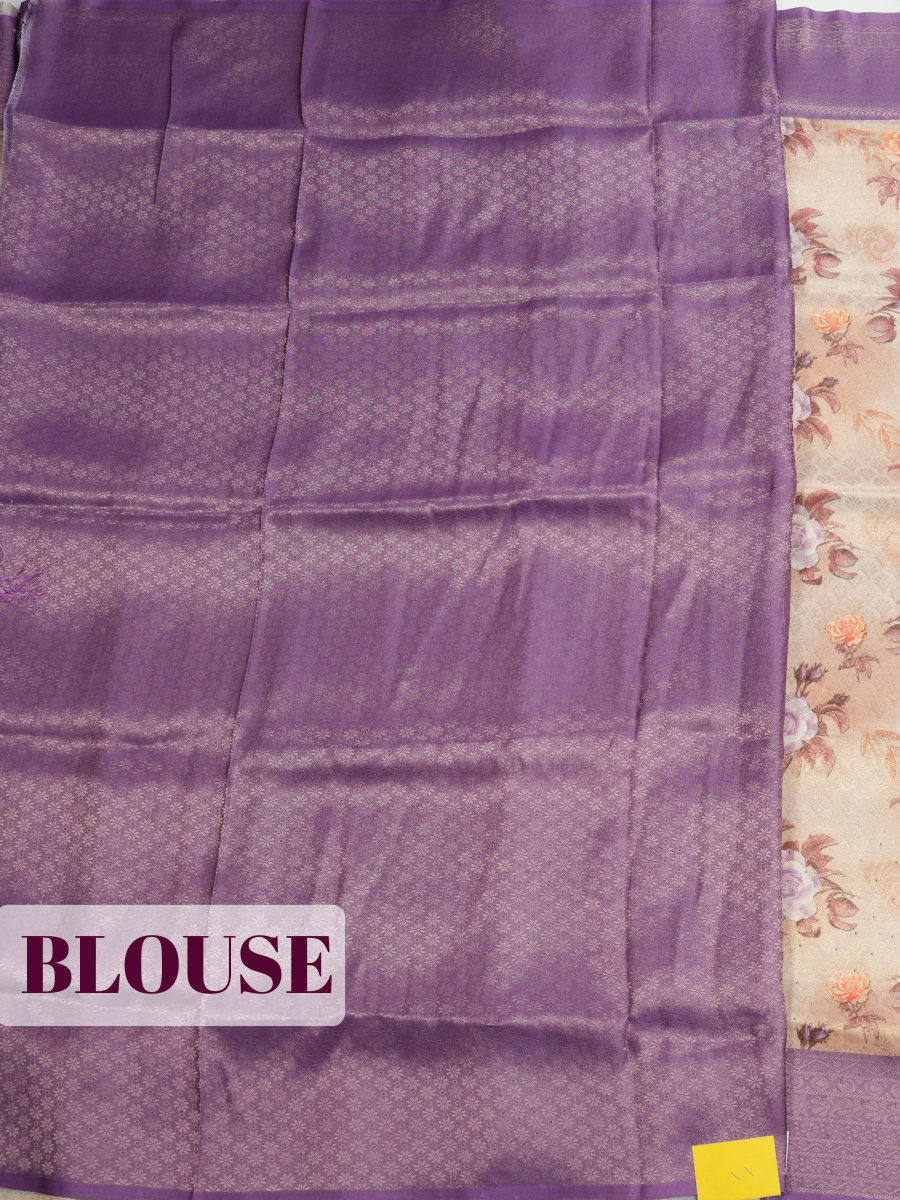 Gold Bangalore Sof Silk Saree with Geometric Chevron Border