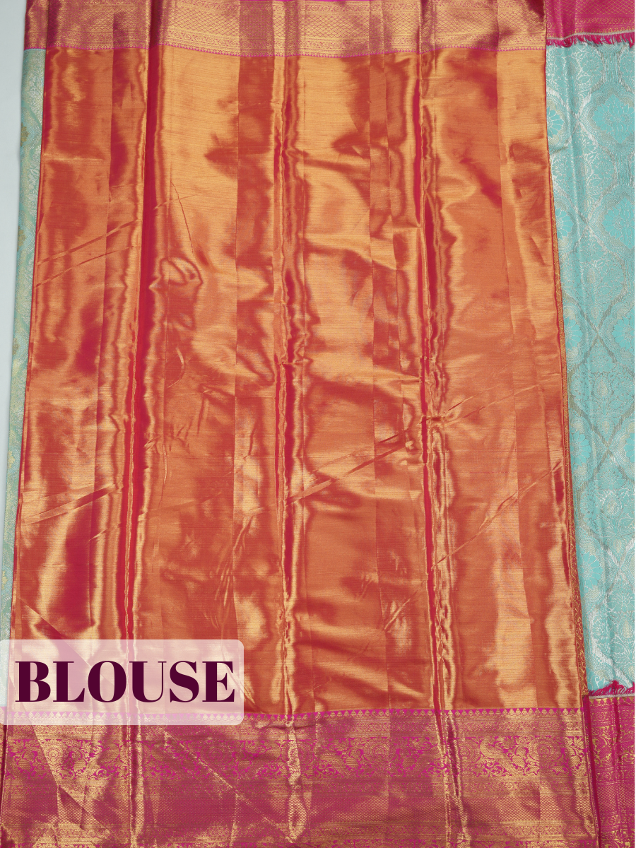 Sea Green Pure Tissue Silk Saree with Floral Zari Weave