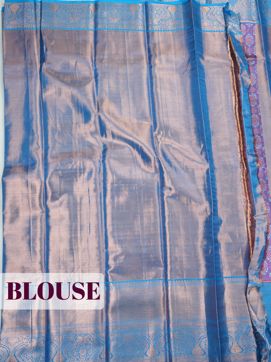 Blue Pure Tissue Silk Saree with Diamond and Floral Weave