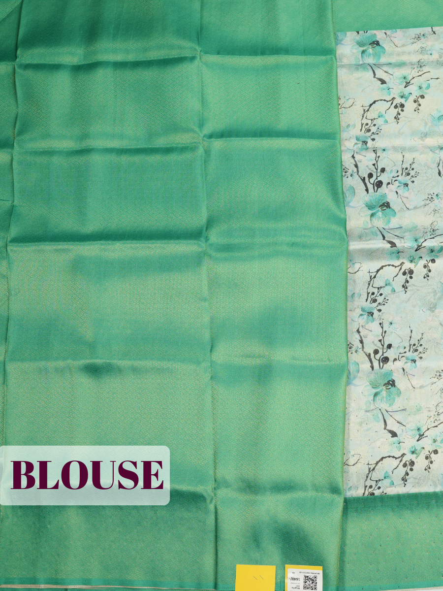 Green Bangalore Sof Silk Saree with Brocade Woven Border