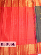 Navy Blue Pure Kanjivaram Silk Saree with A rich honeycomb brocade border