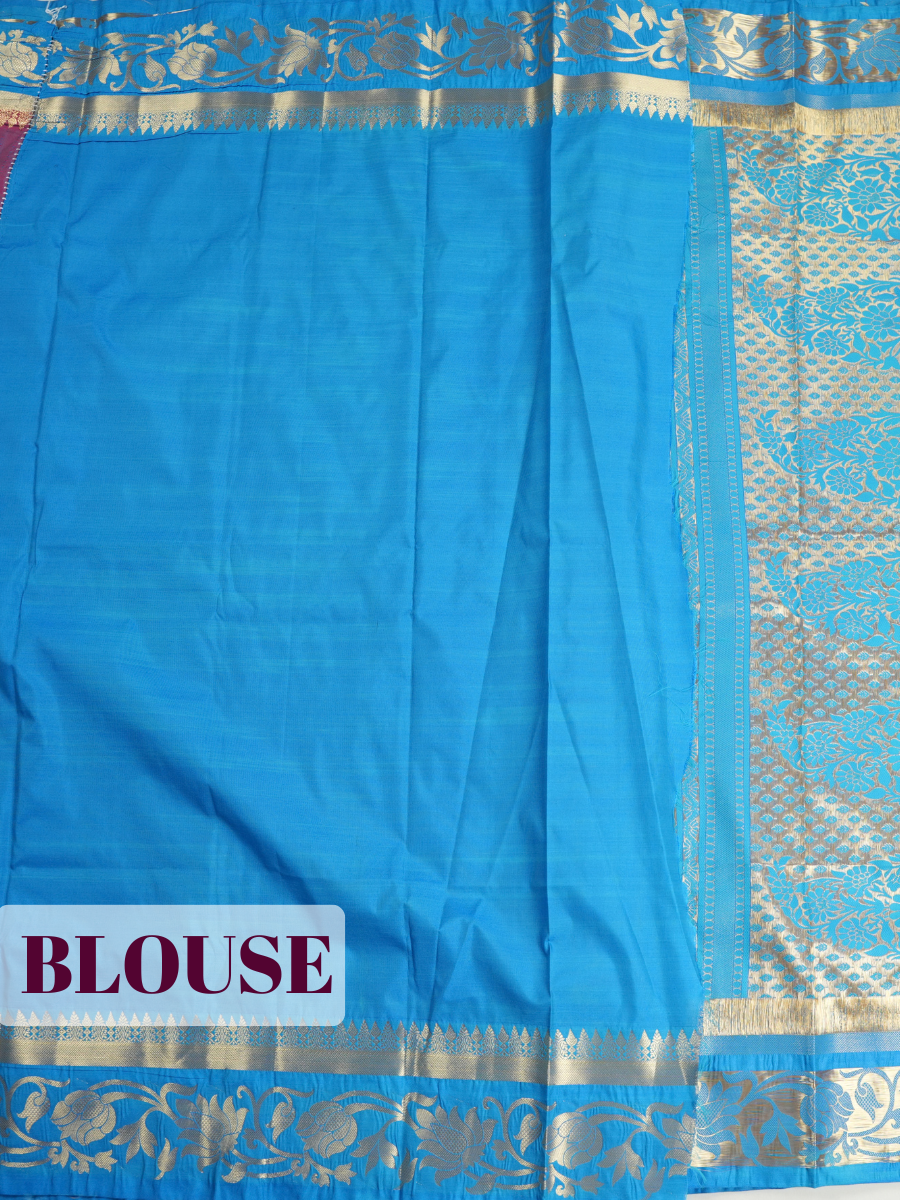 Orange Semi Silk Saree with Flower Design Border