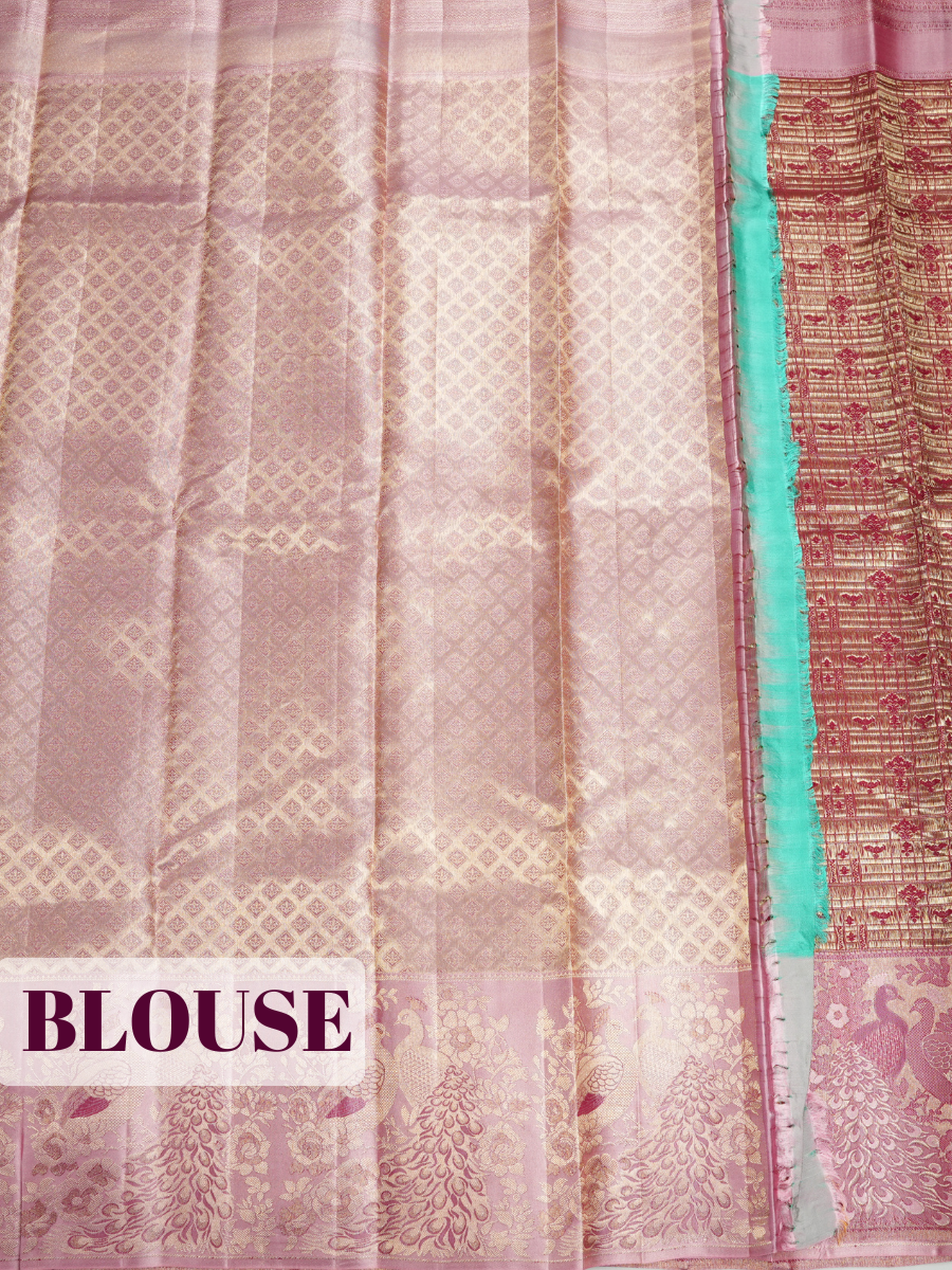 Rani Pink Kachipuram Bridal Saree with Peacock and Floral Zari Border